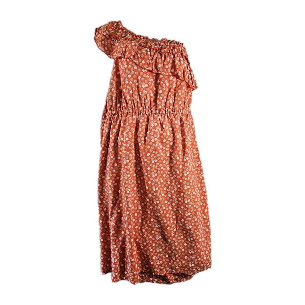 Lane Bryant‎ Dress Womens 26 One Shoulder Ruffle Polka Dot Summer Boho Knee